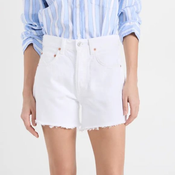 Citizens of Humanity Annabelle Long Relaxed White Denim Shorts - Size 31 - Picture 1 of 8